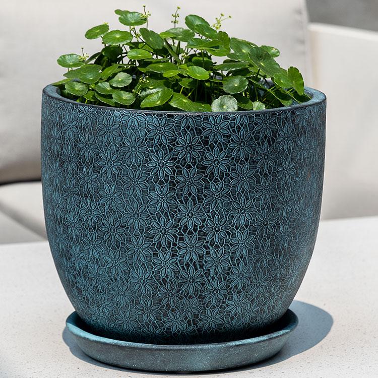 Campania International Marguerite Tapered Planter Urn/Planter Campania International Etched Blue Short 