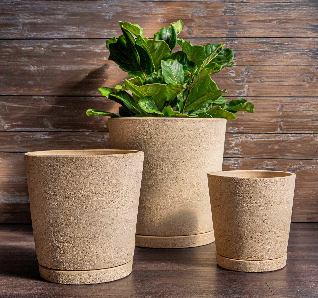 Campania International Glazed Pottery I/O Tapered Cylinder-S/3 Urn/Planter Campania International Sand 