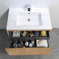 Thumbnail for Eviva Madeira 36 in. Oak Wall Mount Bathroom Vanity with White Integrated Acrylic Sink Vanity Eviva 