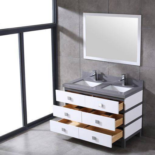Eviva Sydney 48 Inch White and Grey Bathroom Vanity with Solid Quartz Counter-top Vanity Eviva 