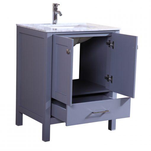 Totti Shaker 30″ Transitional Grey Bathroom Vanity with White Carrera Countertop Vanity Eviva 