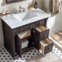 Thumbnail for Eviva Preston 37 in. Aged Chocolate Bathroom Vanity with White Carrara Marble Countertop and Undermount Sink Vanity Eviva 