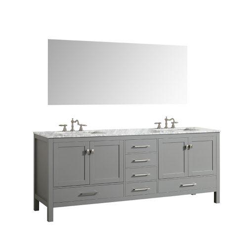 Eviva Aberdeen 84″ Transitional Double Sink Bathroom Vanity w/ White Carrara Top Vanity Eviva 