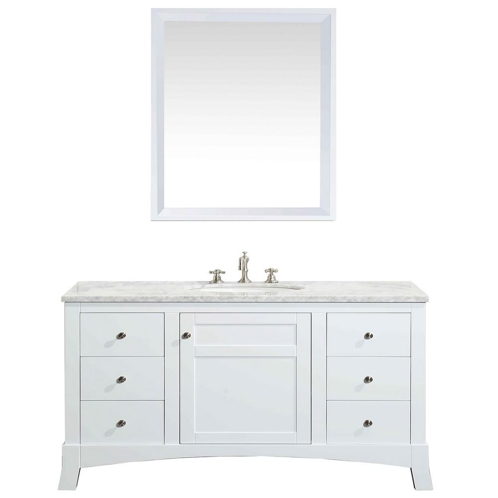 Eviva New York 42″ Bathroom Vanity w/ White Carrara Top Vanity Eviva White 