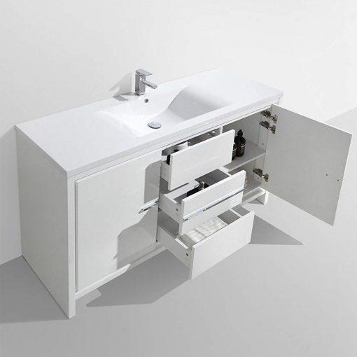 Eviva Grace 60 in. White Bathroom Vanity with Single White Integrated Acrylic Countertop Vanity Eviva 