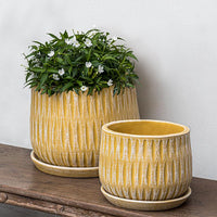 Thumbnail for Campania International Parabola Large Round Planter Urn/Planter Campania International Etched Yellow 