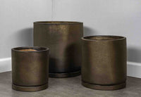 Thumbnail for Campania International Glazed Terra Cotta I/O Series Cylinder-(S/3) Urn/Planter Campania International Bronze 