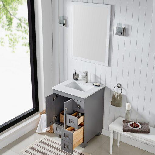 Eviva Acclaim 24″ Transitional Bathroom Vanity w/ White Quartz Top Vanity Eviva 