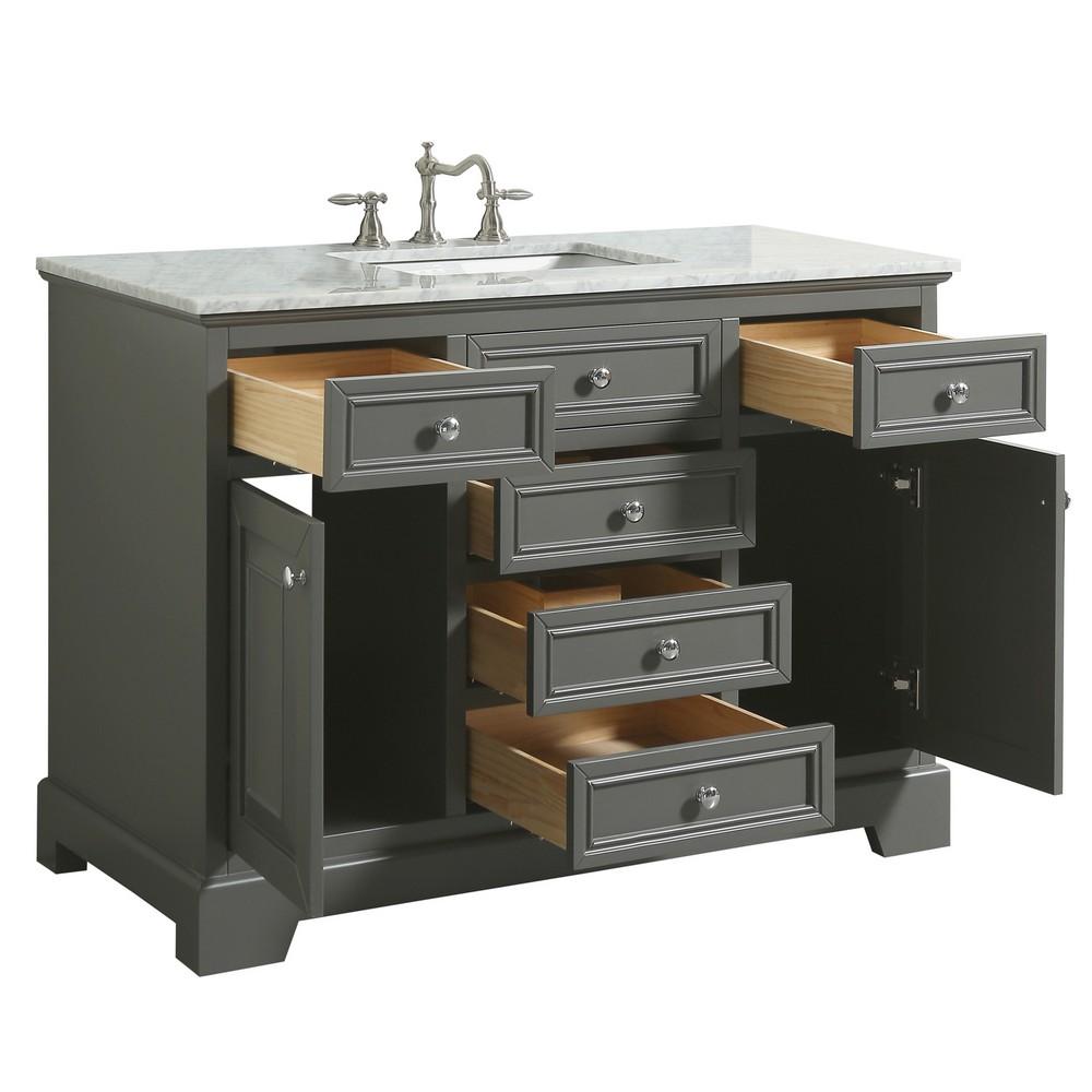 Eviva Monroe 48″ Transitional Bathroom Vanity w/ White Carrara Top Vanity Eviva 