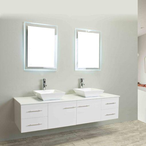 Totti Wave 72″ Espresso Modern Double Sink Bathroom Vanity w/ Super White Man-Made Stone Top & Sinks Vanity Eviva White 
