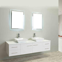 Thumbnail for Totti Wave 72″ Espresso Modern Double Sink Bathroom Vanity w/ Super White Man-Made Stone Top & Sinks Vanity Eviva White 