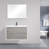 Thumbnail for Eviva Vienna 36″ White Frame Wall Mount Bathroom Vanity w/ White Integrated Top Vanity Eviva Cement Gray 