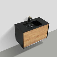 Thumbnail for Eviva Vienna 36″ White Oak w/ Black Frame Wall Mount Bathroom Vanity w/ Black Integrated Top Vanity Eviva 