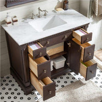 Thumbnail for Eviva Preston 49″ Aged Chocolate Traditional Bathroom Vanity w/ White Carrara Top Vanity Eviva 