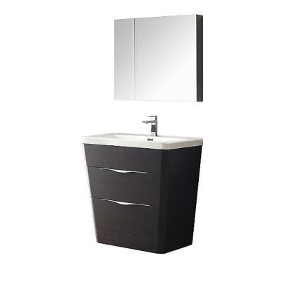 Fresca Milano 32" Chestnut Modern Vanity w/ Medicine Cabinet Free Faucet Vanity Fresca 