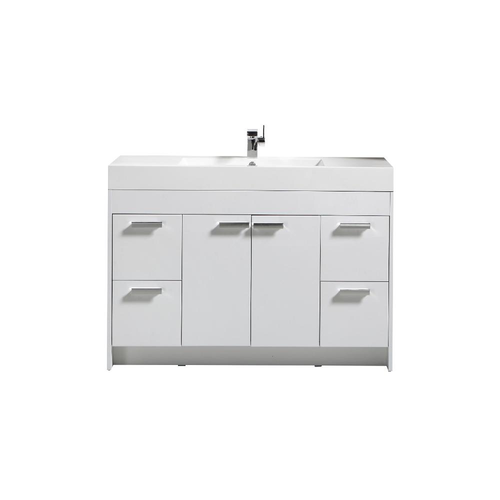 Eviva Lugano 48″ Modern Bathroom Vanity w/ White Integrated Top Vanity Eviva White 