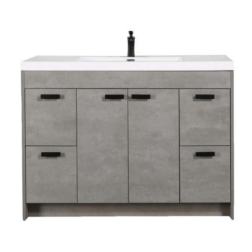 Eviva Lugano 48″ Modern Bathroom Vanity w/ White Integrated Top Vanity Eviva Cement Gray 