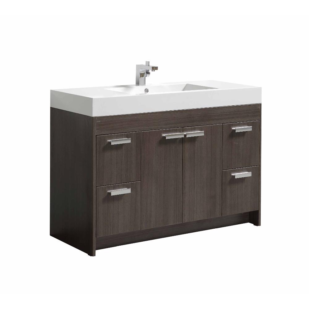 Eviva Lugano 48″ Modern Bathroom Vanity w/ White Integrated Top Vanity Eviva Gray Oak 