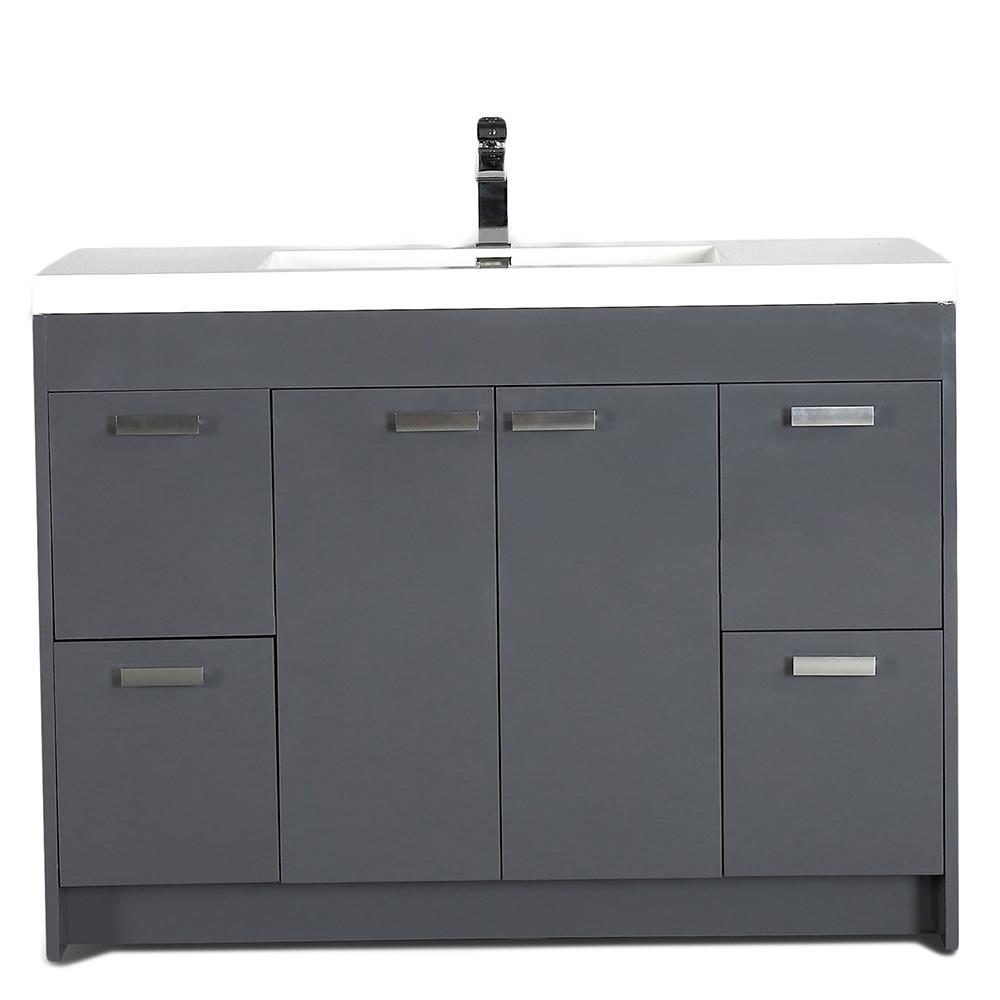 Eviva Lugano 48″ Modern Bathroom Vanity w/ White Integrated Top Vanity Eviva Gray 
