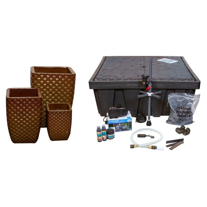 Luna FNT50052 Ceramic Triple Vase Complete Fountain Kit Vase Fountain Blue Thumb 