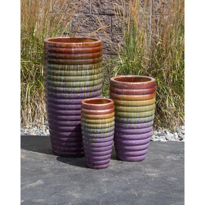 Genova FNT50109 Ceramic Triple Vase Complete Fountain Kit Vase Fountain Blue Thumb 
