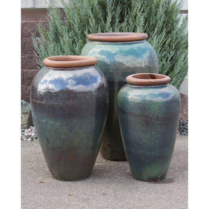 Tuscany FNT50137 Ceramic Triple Vase Complete Fountain Kit Vase Fountain Blue Thumb 