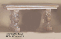 Thumbnail for Griffen Bench Cast Stone Outdoor Asian Collection Statues Collection Tuscan 