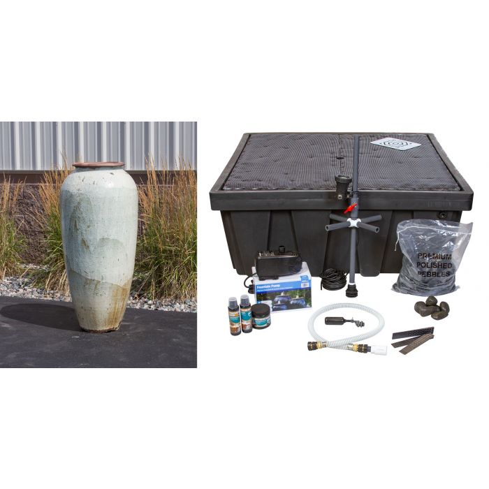 Tuscany FNT50288 Ceramic Triple Vase Complete Fountain Kit Vase Fountain Blue Thumb 