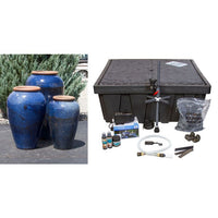 Thumbnail for Tuscany FNT50321 Ceramic Triple Vase Complete Fountain Kit Vase Fountain Blue Thumb 