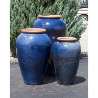 Thumbnail for Tuscany FNT50321 Ceramic Triple Vase Complete Fountain Kit Vase Fountain Blue Thumb 