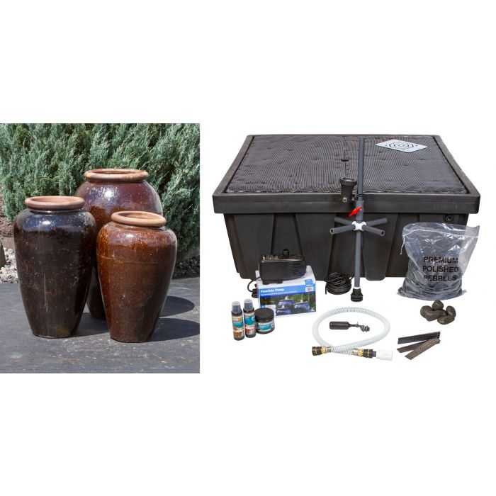 Tuscany FNT50330 Ceramic Triple Vase Complete Fountain Kit Vase Fountain Blue Thumb 