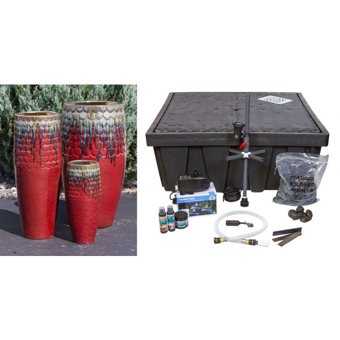 Tivoli FNT50344 Ceramic Triple Vase Complete Fountain Kit Vase Fountain Blue Thumb 