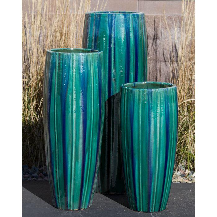 Tivoli FNT50347 Ceramic Triple Vase Complete Fountain Kit Vase Fountain Blue Thumb 
