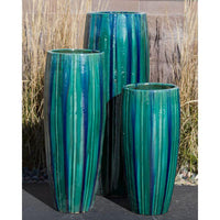 Thumbnail for Tivoli FNT50347 Ceramic Triple Vase Complete Fountain Kit Vase Fountain Blue Thumb 
