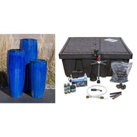 Thumbnail for Luna FNT50348 Ceramic Triple Vase Complete Fountain Kit Vase Fountain Blue Thumb 