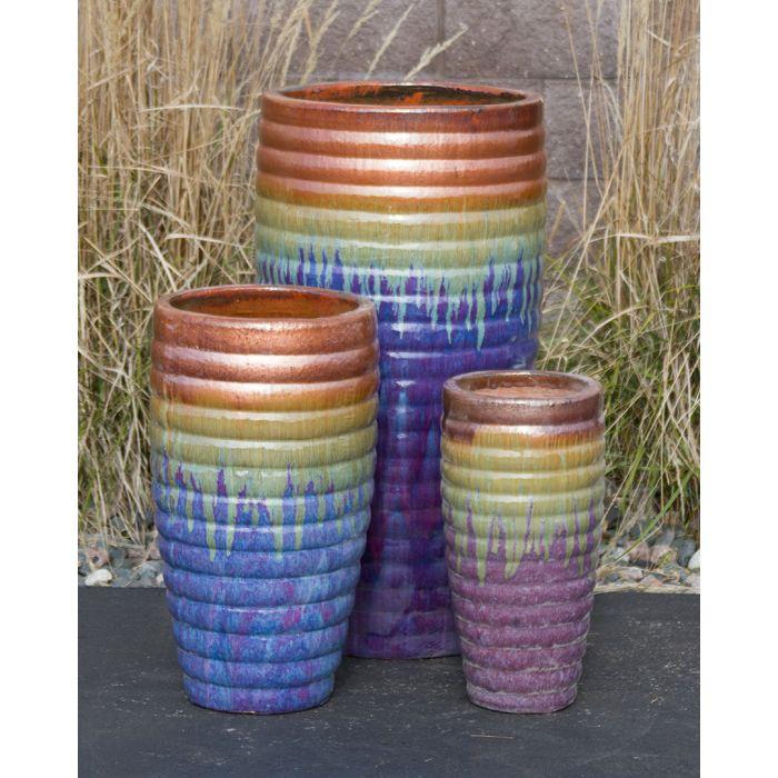 Genova FNT50353 Ceramic Triple Vase Complete Fountain Kit Vase Fountain Blue Thumb 