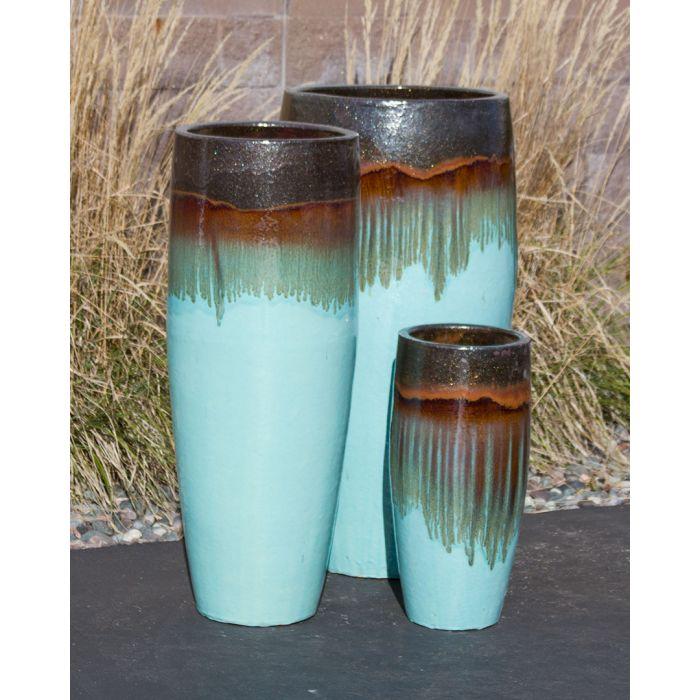 Tivoli FNT50357 Ceramic Triple Vase Complete Fountain Kit Vase Fountain Blue Thumb 