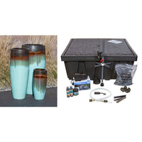 Thumbnail for Tivoli FNT50357 Ceramic Triple Vase Complete Fountain Kit Vase Fountain Blue Thumb 