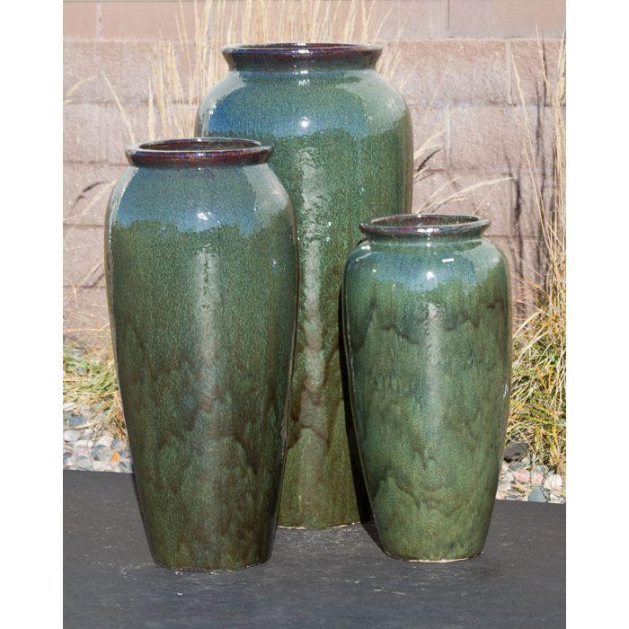 Oil Jar FNT50362 Ceramic Triple Vase Complete Fountain Kit Vase Fountain Blue Thumb 