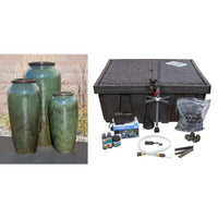 Thumbnail for Oil Jar FNT50362 Ceramic Triple Vase Complete Fountain Kit Vase Fountain Blue Thumb 