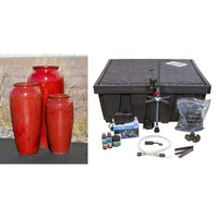 Thumbnail for Oil Jar FNT50363 Ceramic Triple Vase Complete Fountain Kit Vase Fountain Blue Thumb 