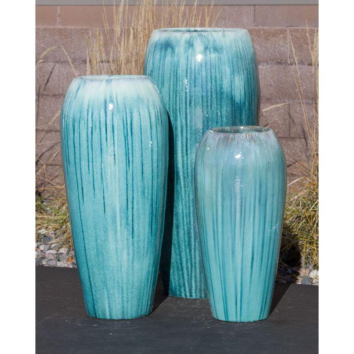 Tivoli FNT50364 Ceramic Triple Vase Complete Fountain Kit Vase Fountain Blue Thumb 