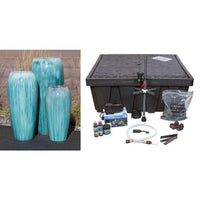 Thumbnail for Tivoli FNT50364 Ceramic Triple Vase Complete Fountain Kit Vase Fountain Blue Thumb 
