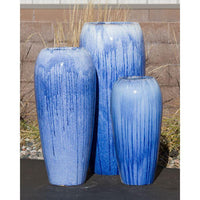 Thumbnail for Tivoli FNT50365 Ceramic Triple Vase Complete Fountain Kit Vase Fountain Blue Thumb 