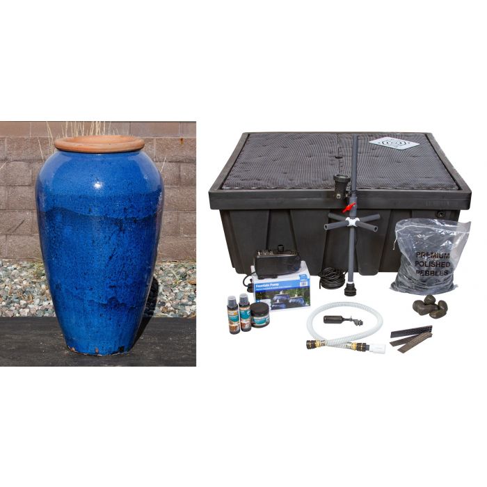 Tuscany FNT50393 Ceramic Triple Vase Complete Fountain Kit Vase Fountain Blue Thumb 