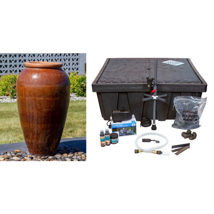 Tuscany FNT50479 Ceramic Triple Vase Complete Fountain Kit Vase Fountain Blue Thumb 