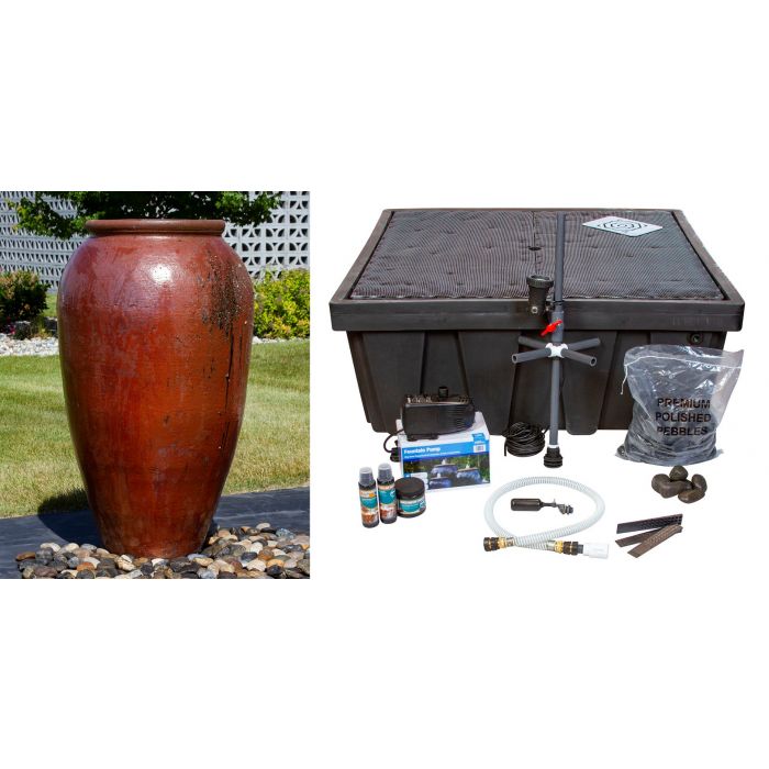 Tuscany FNT50481 Ceramic Triple Vase Complete Fountain Kit Vase Fountain Blue Thumb 