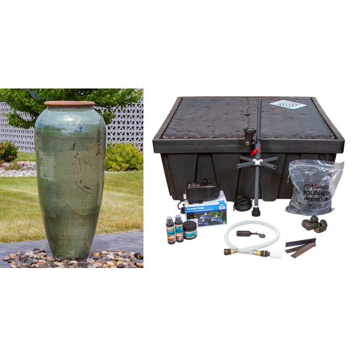 Tuscany FNT50491 Ceramic Triple Vase Complete Fountain Kit Vase Fountain Blue Thumb 