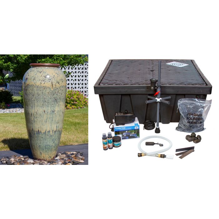 Tuscany FNT50493 Ceramic Triple Vase Complete Fountain Kit Vase Fountain Blue Thumb 