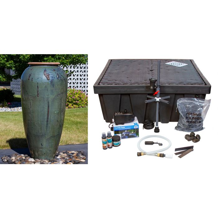 Tuscany FNT50496 Ceramic Triple Vase Complete Fountain Kit Vase Fountain Blue Thumb 